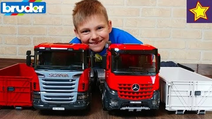 Машинки Контейнеровозы BRUDER Scania и Mercedes-Benz Распаковка игрушек Bruder Truck Toys