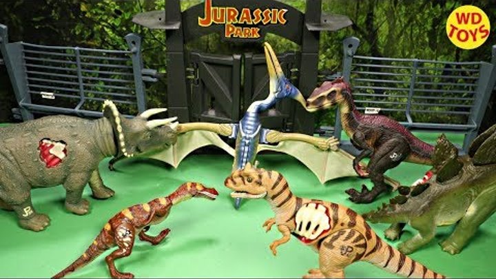 New 6 Jurassic Park Dinosaur Toys Baronyx, Raptor, Pteranodon, Triceratops, Allosaurus Unboxing