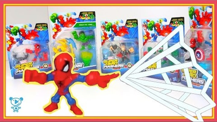Super hero Mashers Toys Unboxing - Marvel Spiderman Hulk videos for kids Superheroes 4k