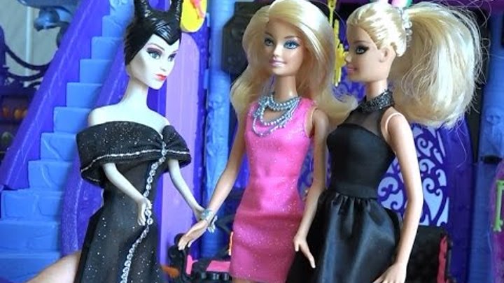 Мультик с куклами Барби, добрая и злая Барби, Малефисента соединяет двух Барби обратно