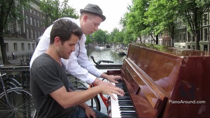 Spontaneous Jazz Duet on Street Piano in Amsterdam