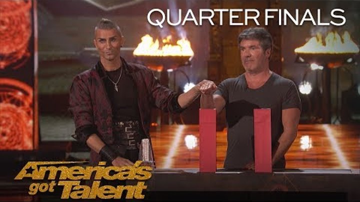 Aaron Crow: Danger Act Plays Terrifying Game Of Chance With Knife - America's Got Talent 2018
