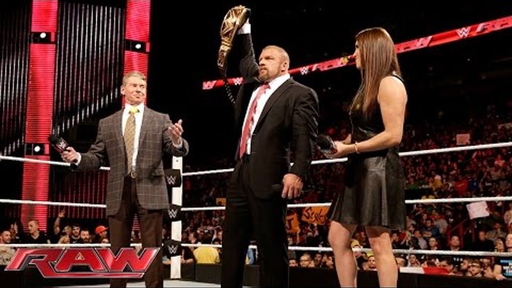 The McMahon family celebrates Triple H's Royal Rumble Match victory: Raw, January 25, 2016