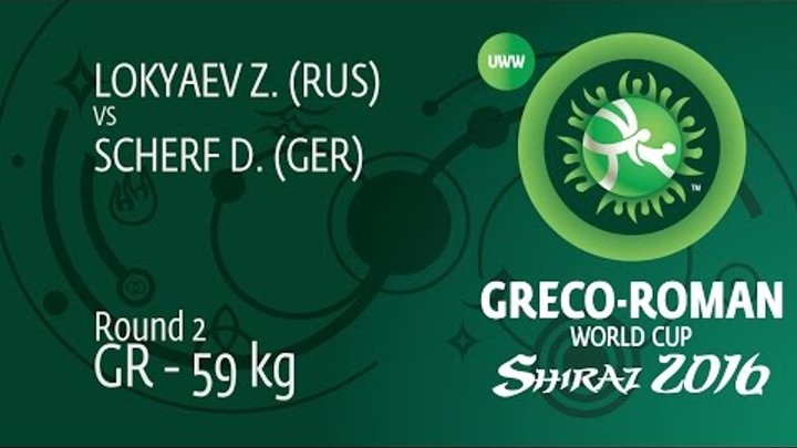 Round 2 GR - 59 kg: Z. LOKYAEV (RUS) df. D. SCHERF (GER), 5-0