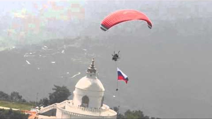 Russian flag over Himalaya