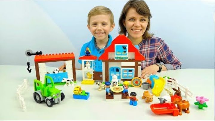 Лего Ферма с животными для детей и Даник с мамой - Развивающее видео для самых маленьких детей