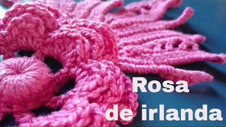 Crochet irlandés - Rosa de irlanda con botón