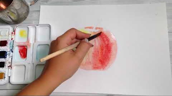 Как нарисовать яблоко акварелью. 365 арт дней. День 1