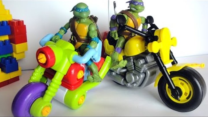 Черепашки Ниндзя и новый мотоцикл. Видео с игрушками для детей