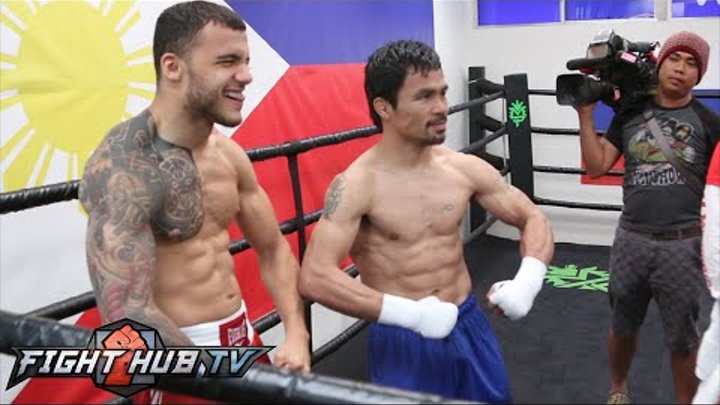 Manny Pacquiao Full Final day of training for Mayweather- Morning/Afternoon workout video