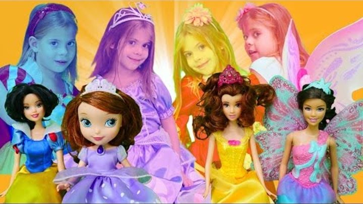 Видео для детей. Куклы для девочек: Принцесса София, Королева фей, Белоснежка. Игры для девочек