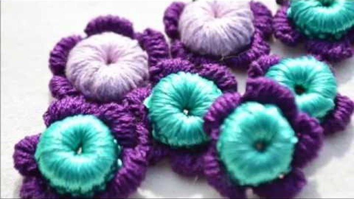 Crochet irlandés - Flor con botón - Irish lace -Flower with button