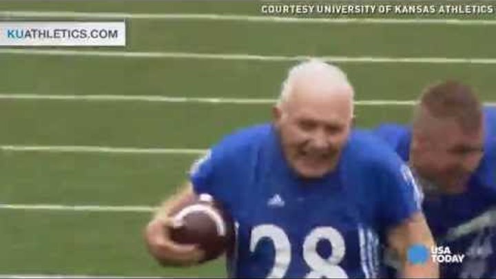 Watch this 89-year-old juke his way to a touchdown!
