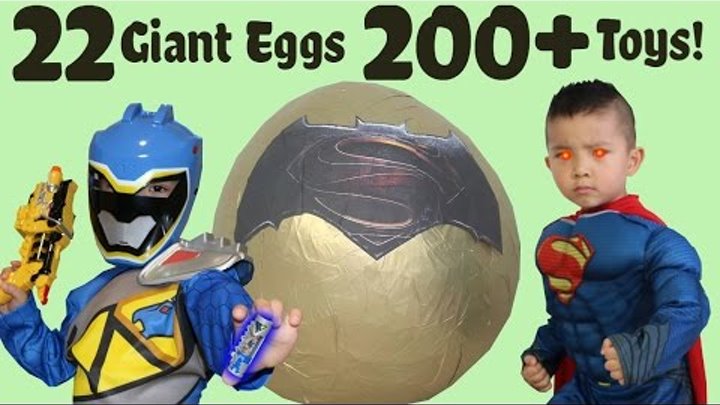 22 Giant Surprise Eggs 200+ Toys Unboxing Power Rangers Spiderman Batman Disney Cars Ben 10 Pokemon