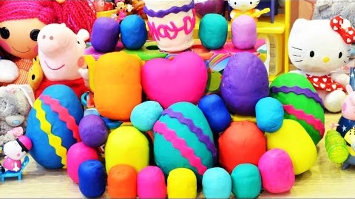 26 play doh surprise eggs peppa pig playdough my little pony surprise eggs hello kitty play doh