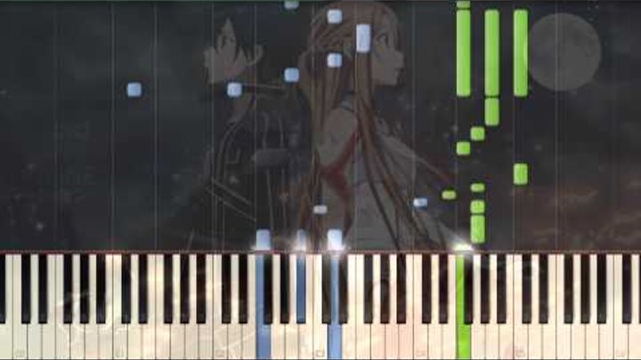 [Sword Art Online] OP 1 crossing field Piano Synthesia Tutorial