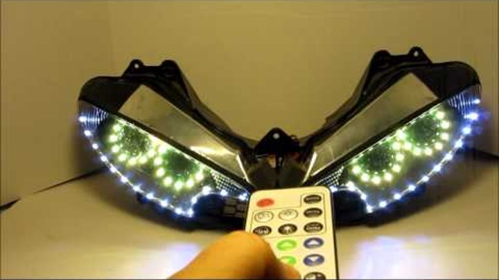 2003 - 2009 Yamaha R6 R6S #2 Color Changing remote control Quad Halo angel eyes headlights HID Kit