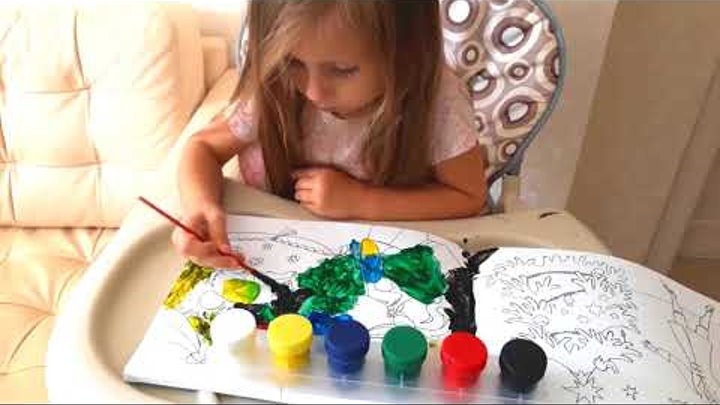 Принцесса с собачкой раскраска красками видео для детей Princess with the dog coloring the paints